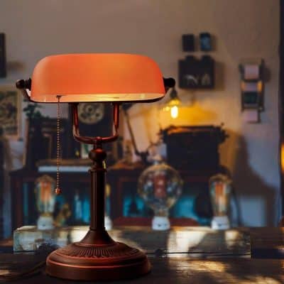 Alternative view of Retro Vintage Matted Orange Glass Table Lamp