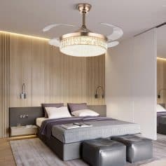 Alternative view of Modern Crystal Chandelier Fandelier 42-Inch Chrome Ceiling Fan with LED Light