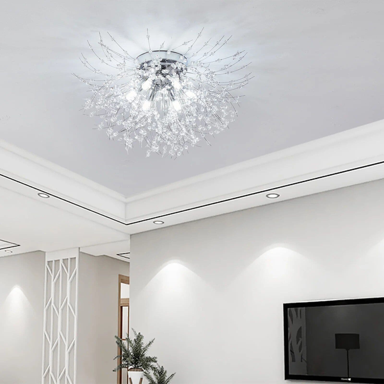 Elegant Gold/Silver Crystal LED Ceiling Light - Image 4