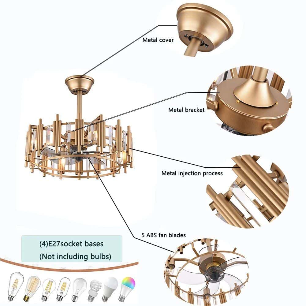 20" Round Ceiling Fan with LED Light and Remote - Image 9