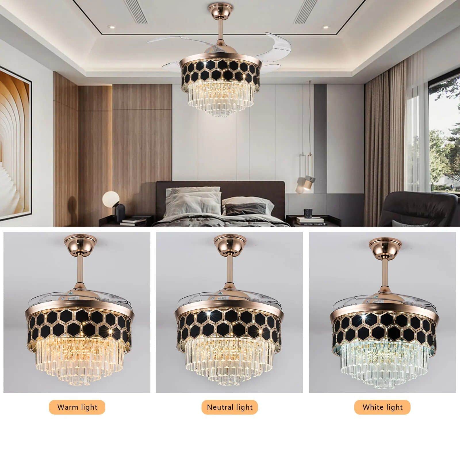 42" Crystal LED Ceiling Fan - Image 8