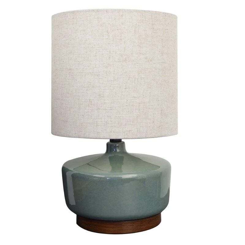Elegant Mid-Century Modern Ceramic & Wood Table Lamp, 17" - Image 4