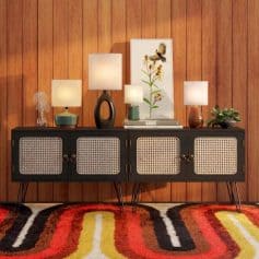 Alternative view of Elegant Mid-Century Modern Ceramic & Wood Table Lamp, 17"