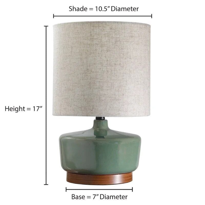 Elegant Mid-Century Modern Ceramic & Wood Table Lamp, 17" - Image 6