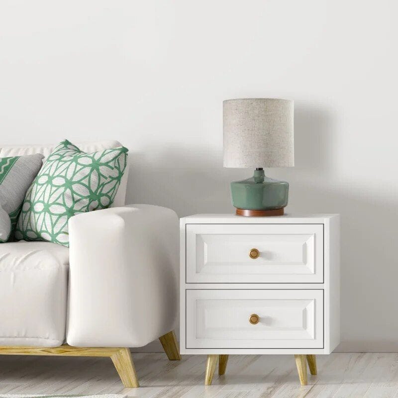 Elegant Mid-Century Modern Ceramic & Wood Table Lamp, 17" - Image 3