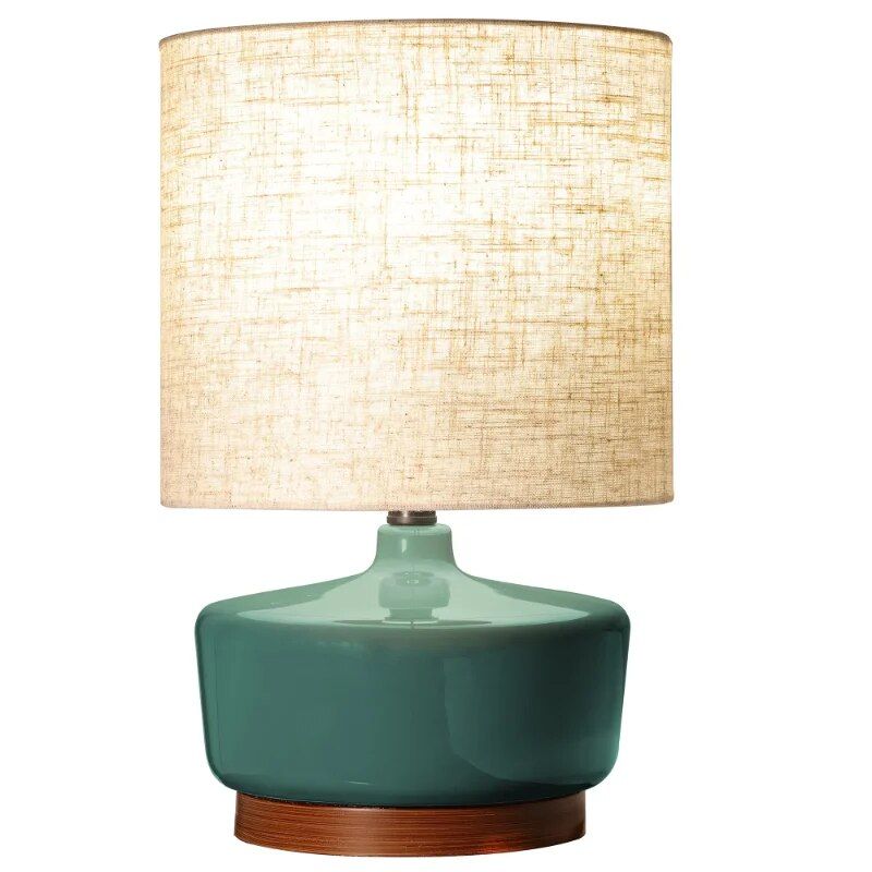 Elegant Mid-Century Modern Ceramic & Wood Table Lamp, 17" - Image 5