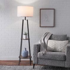 Etagere Matte Black Floor Lamp with Integrated Shelves