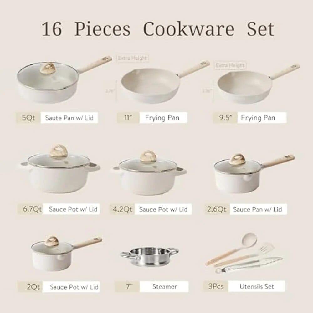 16-Piece Eco-Friendly Nonstick Cookware Set - Image 3