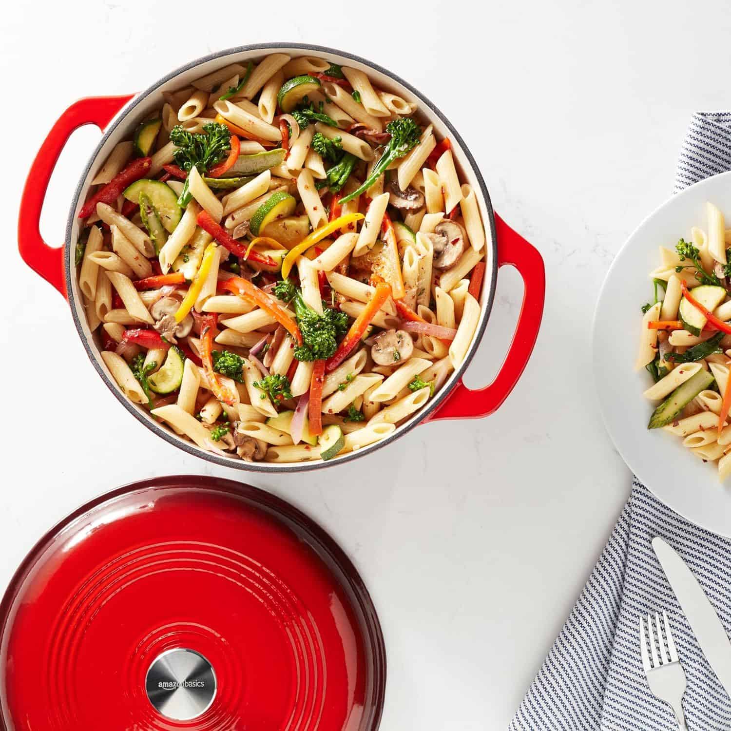 4.5 Quart Enameled Dutch Oven in Red - Image 5