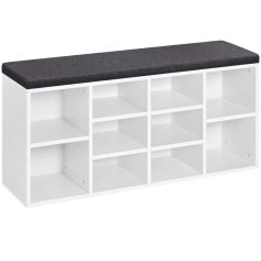 Alternative view of 10-Cubbies Wooden Shoe Storage Bench with Cushion Seat
