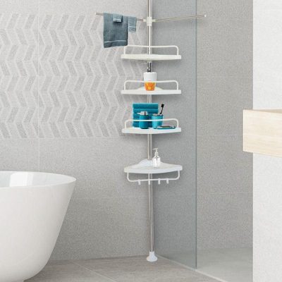 Adjustable 4-Tier Corner Shower Caddy with Rust-Proof Tension Pole