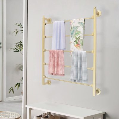 Gold 5-Tier Wall Mounted Scarf & Accessory Organizer Rack