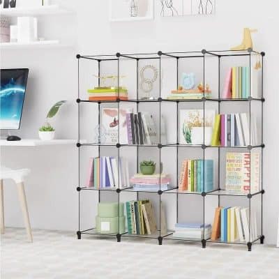 Cube Storage Organizer 16-Cube Bookshelf with Metal Hammer