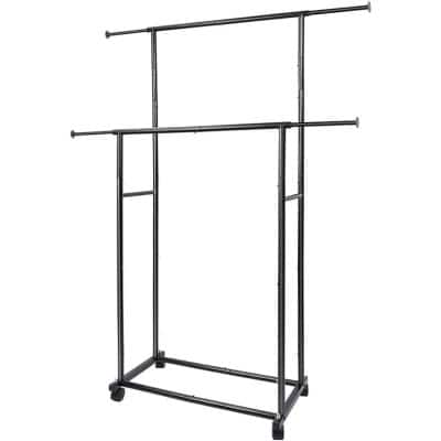 Simple Standard 2 Double Rod Clothing Metal Garment Rack