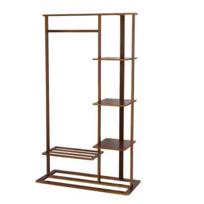 Alternative view of 3-in-1 Bamboo Hall Tree, Clothes Rack with Shelves & Shoe Bench