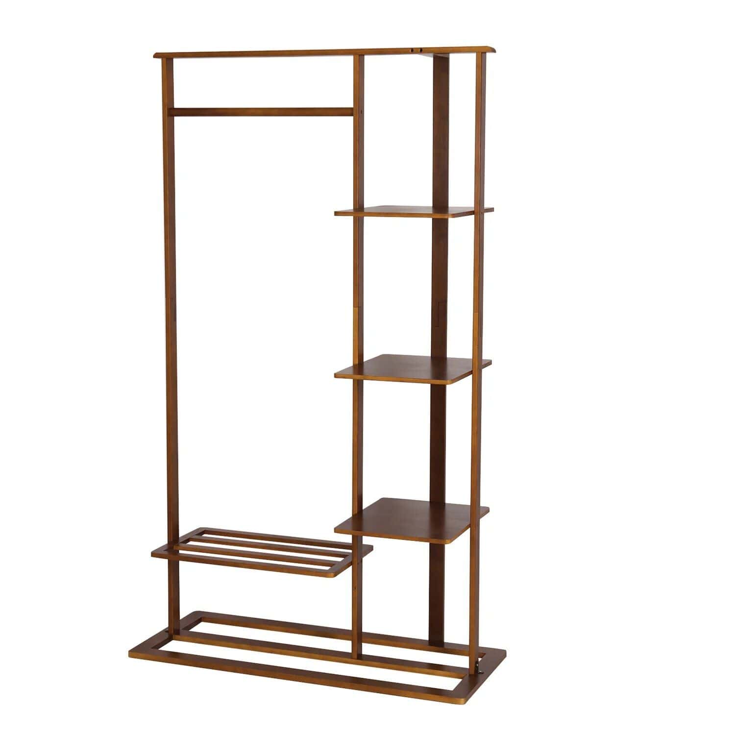 3-in-1 Bamboo Hall Tree, Clothes Rack with Shelves & Shoe Bench - Image 2