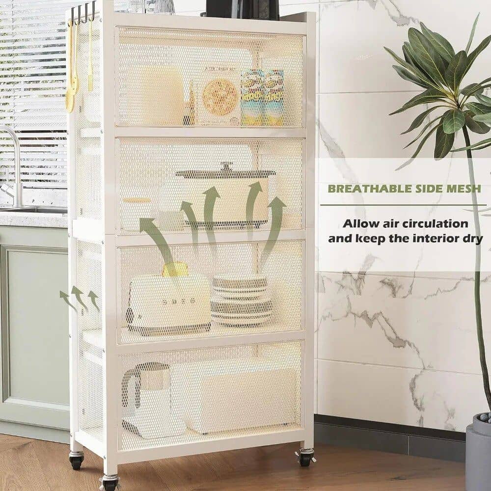 5-Tier Pantry Storage Cabinet with Clamshell Door - Image 4