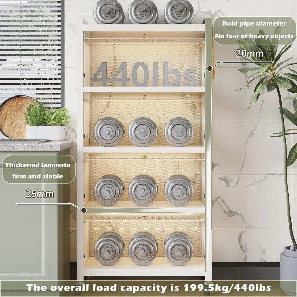 5-Tier Pantry Storage Cabinet with Clamshell Door - Image 3