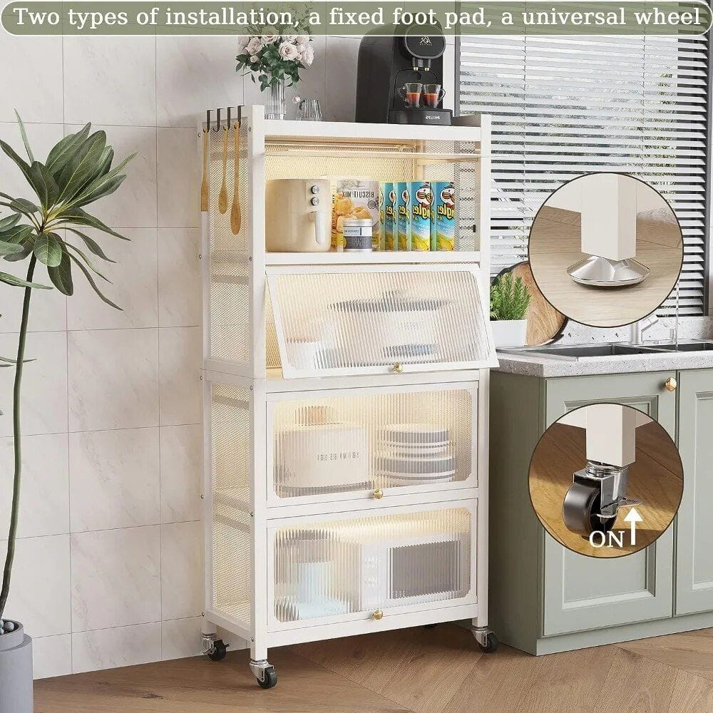 5-Tier Pantry Storage Cabinet with Clamshell Door - Image 6