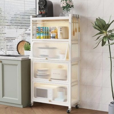 Alternative view of 5-Tier Pantry Storage Cabinet with Clamshell Door