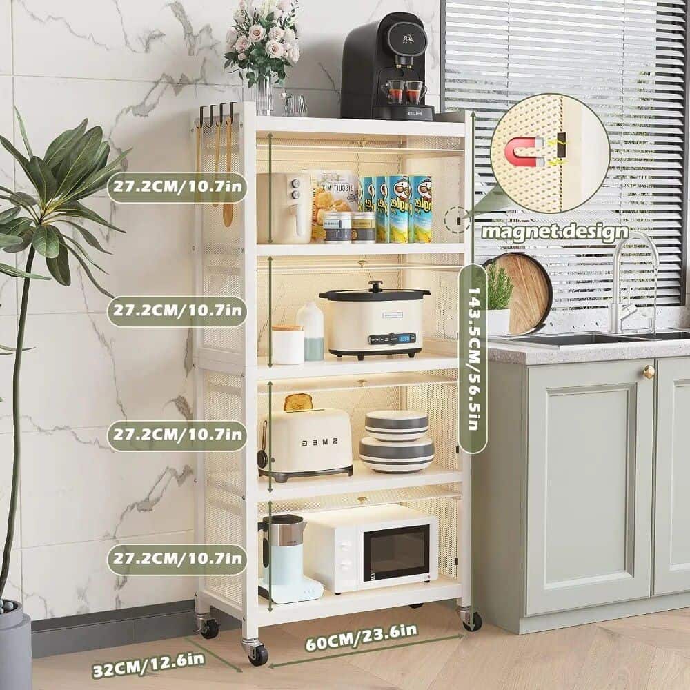 5-Tier Pantry Storage Cabinet with Clamshell Door - Image 5