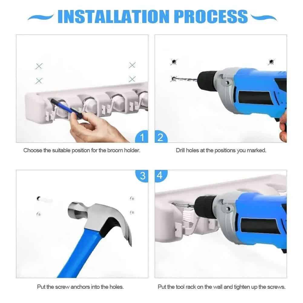 5-Position Wall Mounted Mop and Broom Holder - Image 5