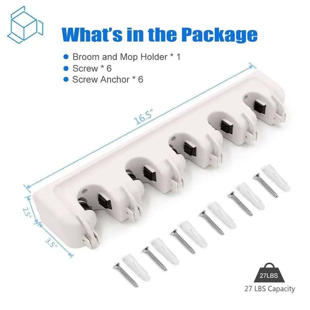 5-Position Wall Mounted Mop and Broom Holder - Image 6