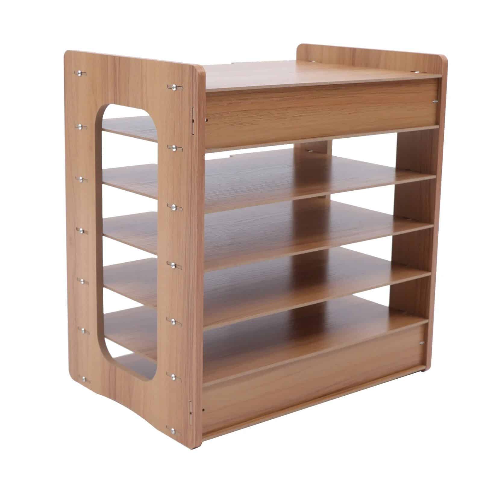 Wood Office Paper Organizer - 7Tier Widen Desktop File Holder - Image 3