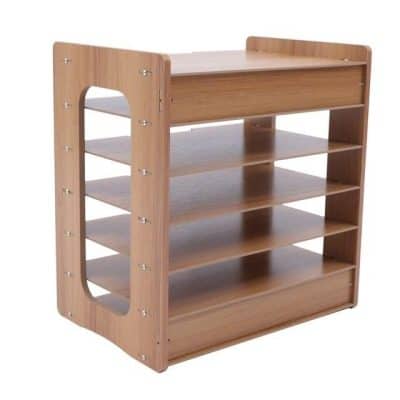 Wood Office Paper Organizer - 7Tier Widen Desktop File Holder