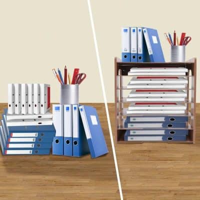 Alternative view of Wood Office Paper Organizer - 7Tier Widen Desktop File Holder
