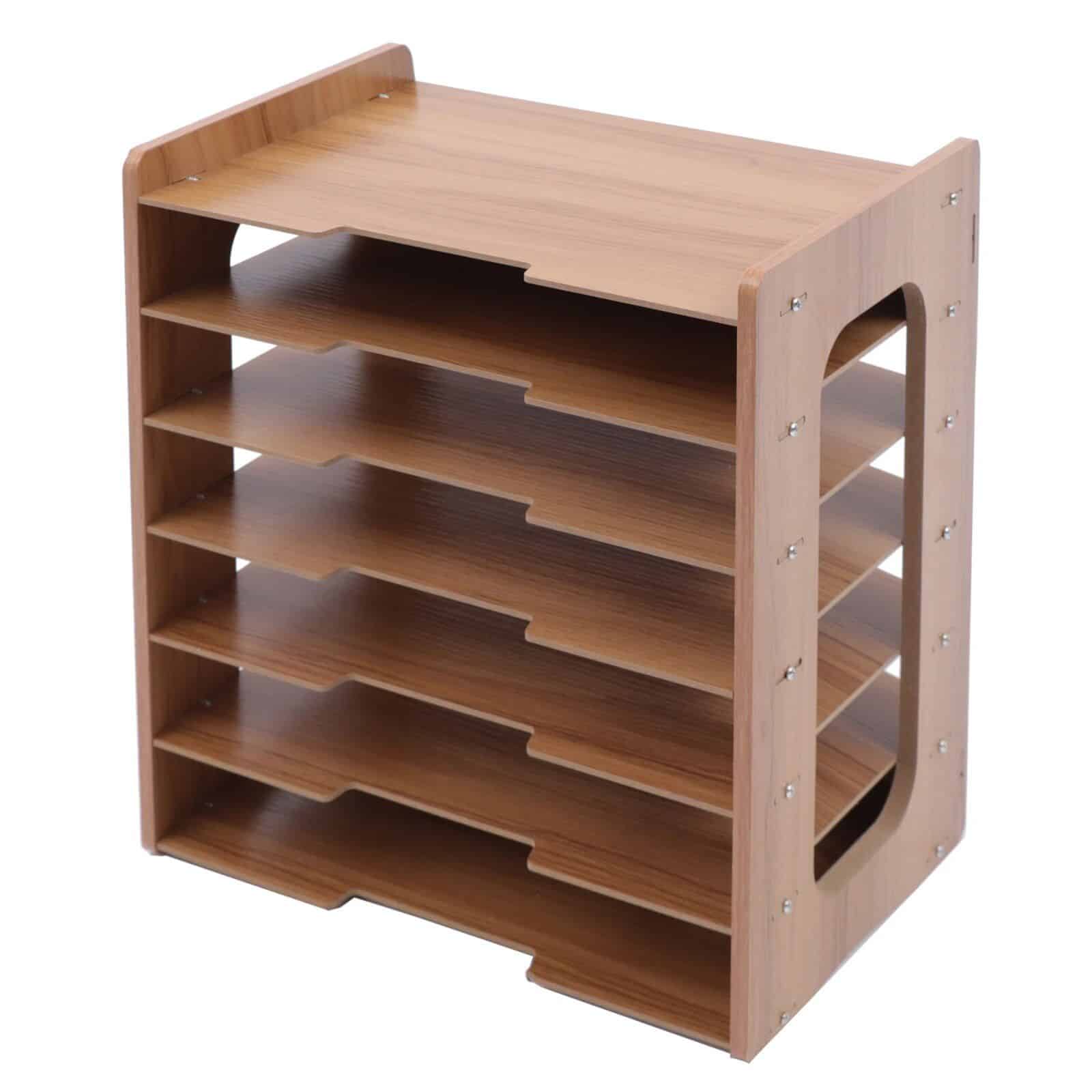 Wood Office Paper Organizer - 7Tier Widen Desktop File Holder - Image 5