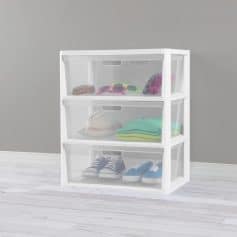 3-Drawer Wide Storage Tower with Portable Bins
