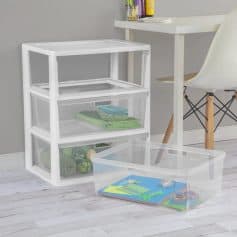 Alternative view of 3-Drawer Wide Storage Tower with Portable Bins