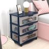 Versatile plastic storage drawer unit ideal for organizing clothing, toys, and accessories in bedrooms or living spaces. Perfect for creating a clutter-free environment.