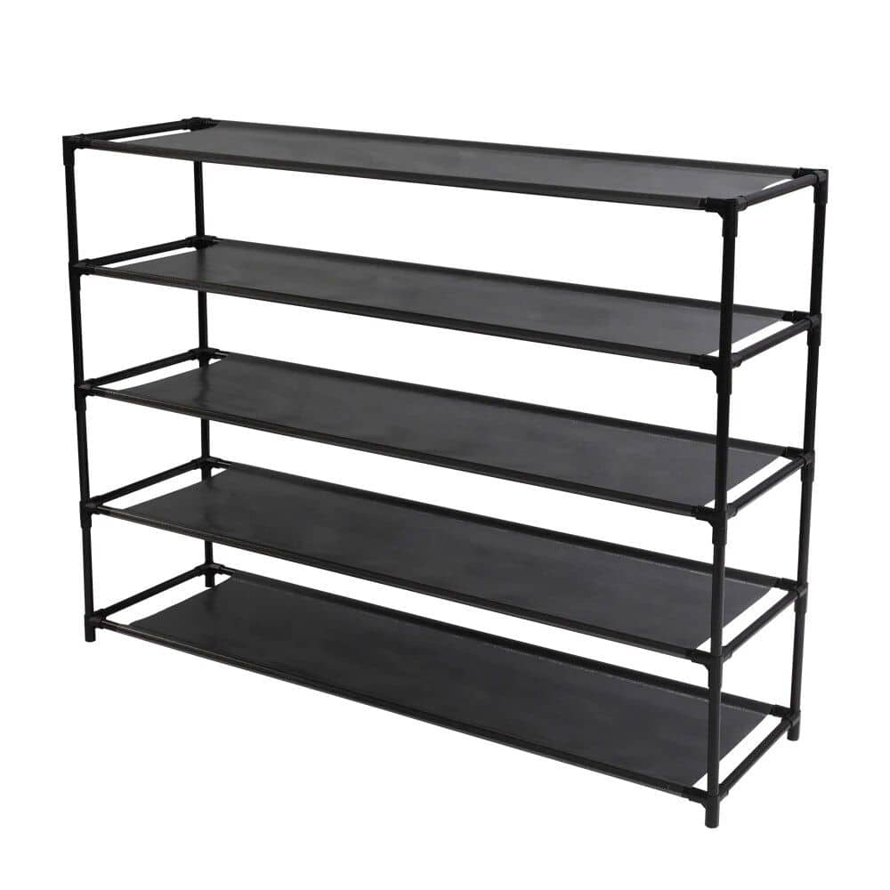Durable black shelving for medical and optical storage, ideal for organizing equipment, eyewear, and accessories in clinics and optical stores.