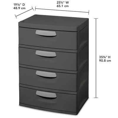 Gray plastic filing cabinet with five spacious drawers, ideal for office, home, or medical clinic storage solutions. Durable, compact design perfect for organizing documents and supplies.