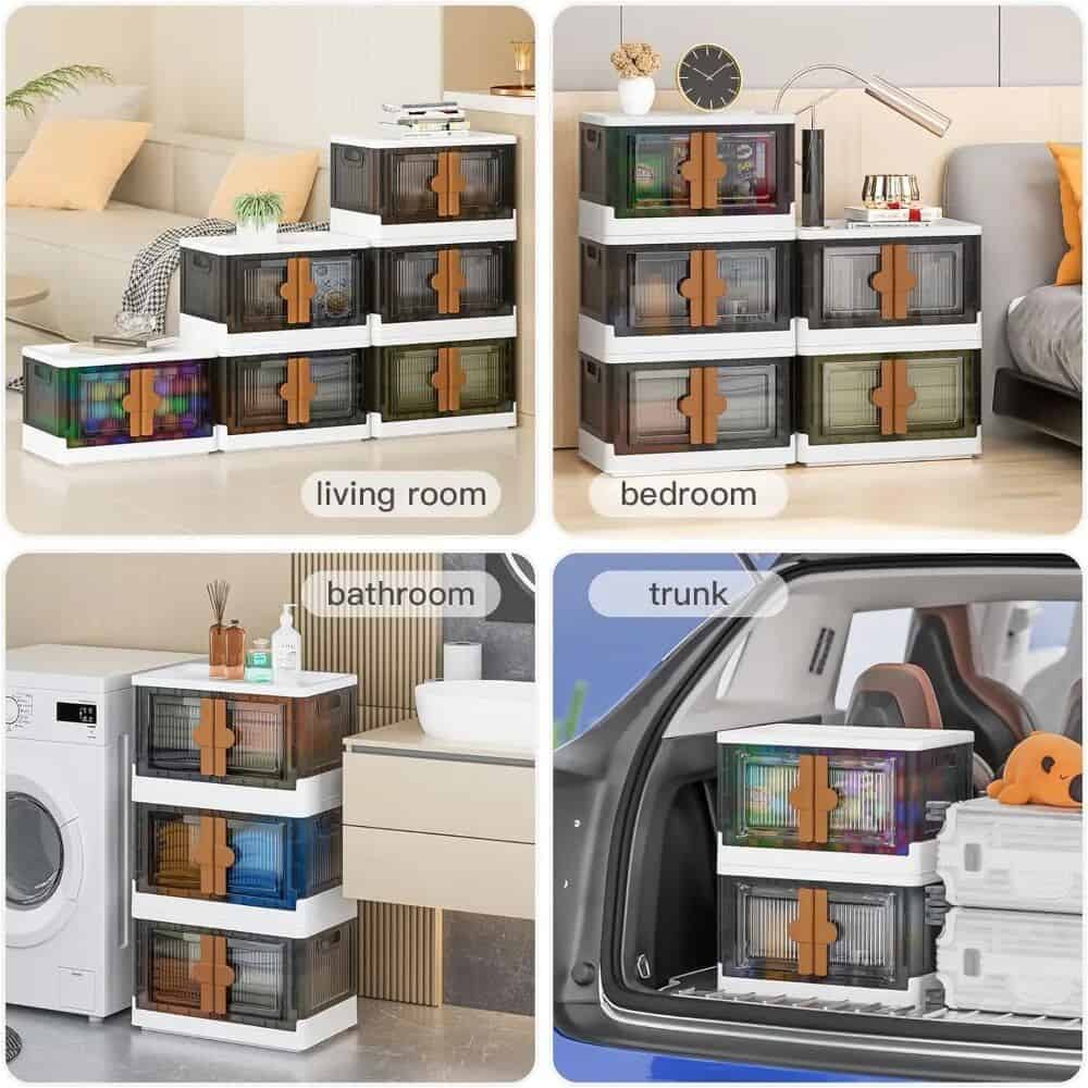 Game-changing storage solutions for living spaces, bedrooms, bathrooms, and car trunks. These stackable containers offer versatile, stylish organization with colorful, transparent, and sturdy design, perfect for clutter-free living.