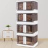 Compact storage unit with four stackable drawers for organizing office and home essentials.