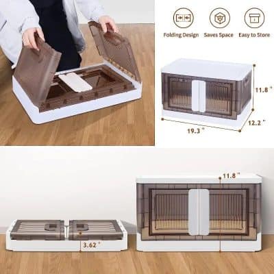 Durable, foldable storage box with compact design, perfect for organizing essentials. Features space-saving foldable shelves, easy to store, and ideal for home, office, or nursery use.