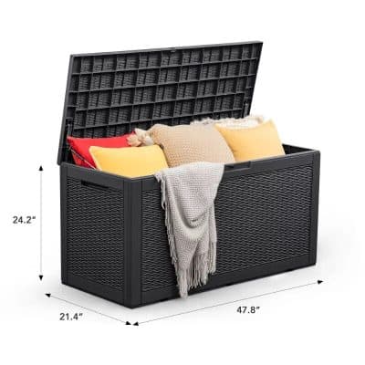 Durable outdoor storage box for cushions and accessories, 47.8