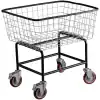 Wire shopping cart for retail and commercial use, durable with four swivel wheels for easy maneuverability and versatile shopping or storage solutions.