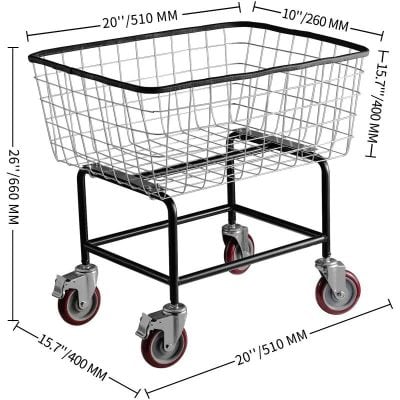 Heavy-duty medical shopping cart for hospital use, durable wireframe design with soft rubber wheels, ideal for transporting medical supplies efficiently.