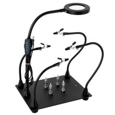 A professional ear cleaning tool featuring an LED light, motorized curettes, and adjustable arm for precise ear hygiene and removal of earwax. Perfect for clinics or personal use.