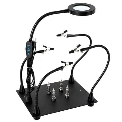 A professional ear cleaning tool featuring an LED light, motorized curettes, and adjustable arm for precise ear hygiene and removal of earwax. Perfect for clinics or personal use.