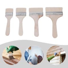 High-quality paintbrushes with wooden handles, ideal for home improvement and wood finishing projects.