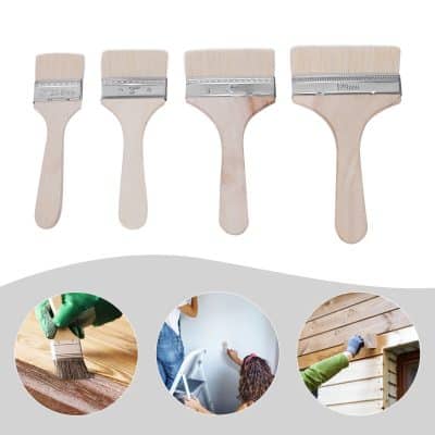 High-quality paintbrushes with wooden handles, ideal for home improvement and wood finishing projects.