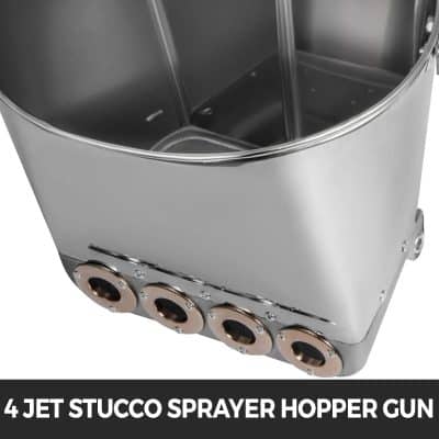 High-quality 4 jet stucco spray hopper gun for efficient wall coating applications. Durable stainless steel construction, ideal for professional exterior and interior stucco work.