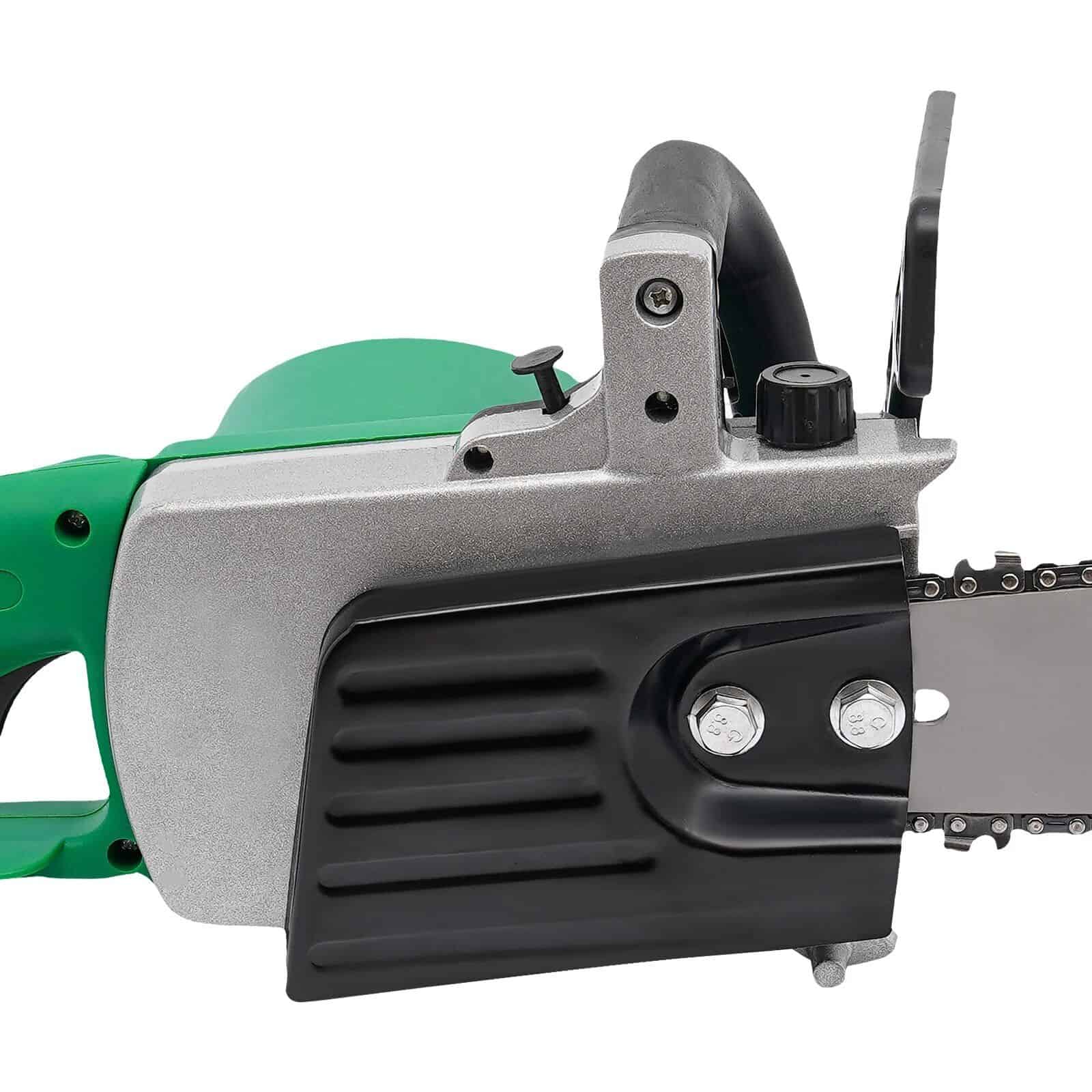 Versatile electric chainsaw ideal for woodworking and yard cleanup, featuring lightweight design, safety features, and durable blade for efficient pruning and tree trimming.