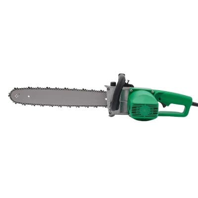 Electric chainsaw with powerful motor and sharp blade for wood cutting, pruning, and forestry tasks. Lightweight and durable, ideal for home or professional use.