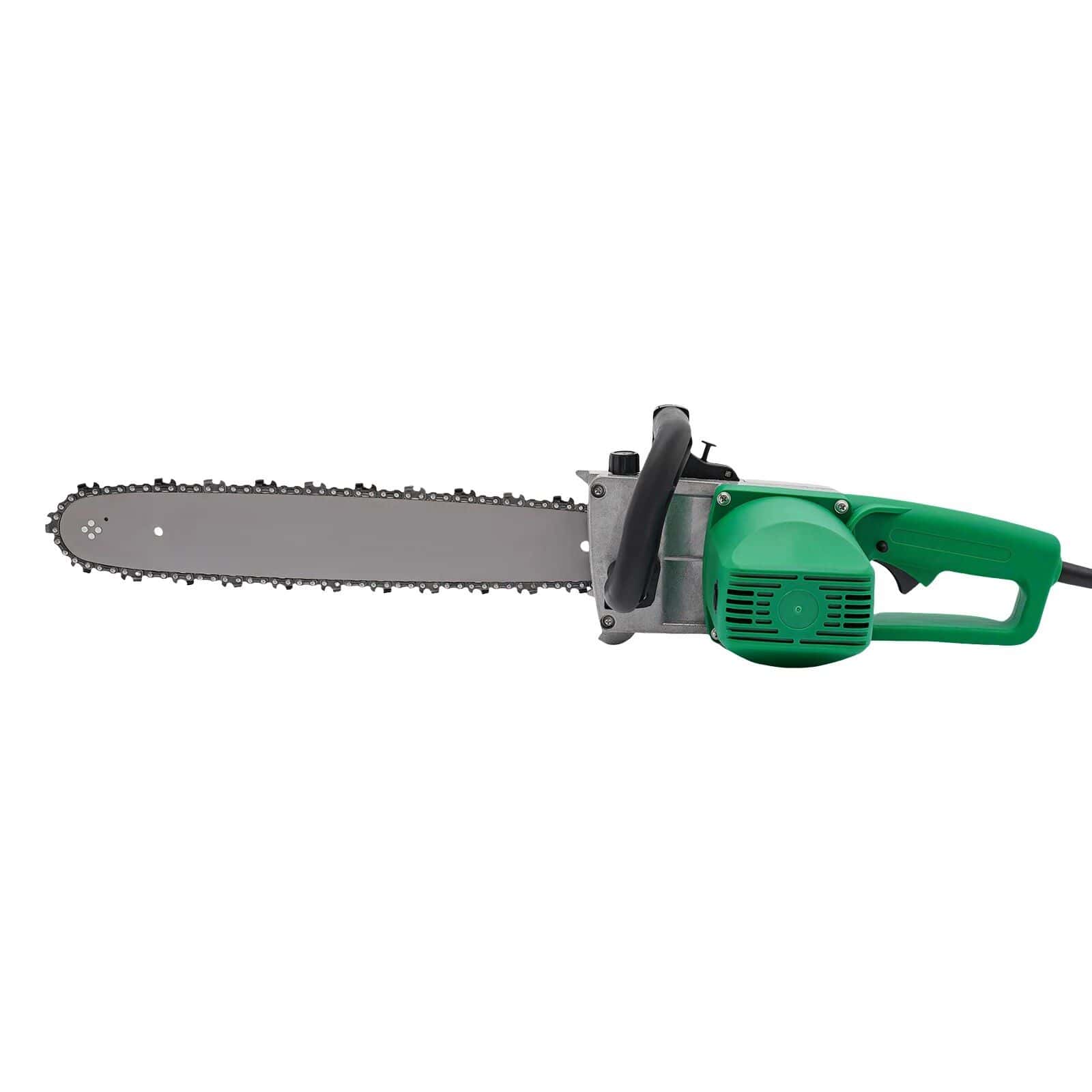Electric chainsaw with powerful motor and sharp blade for wood cutting, pruning, and forestry tasks. Lightweight and durable, ideal for home or professional use.